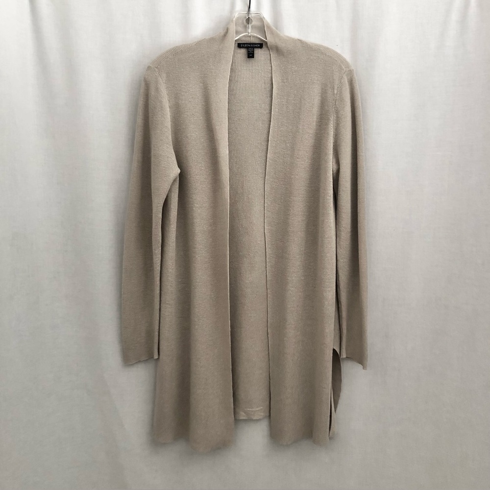 Eileen Fisher Organic Linen Cotton Open Cardigan Sweater Small